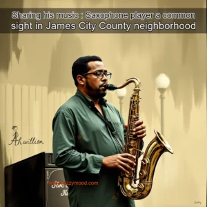 Artistic representation for Sharing his music : Saxophone player a common sight in James City County neighborhood