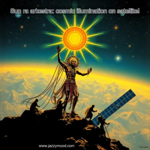 Artistic representation for Sun ra arkestra: cosmic illumination on satellite!