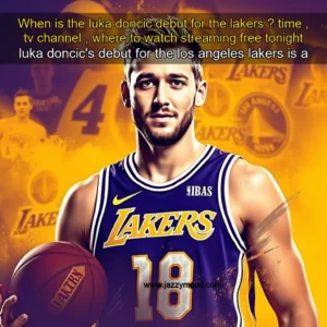Artistic representation for When is the luka doncic debut for the lakers ? time , tv channel , where to watch streaming free tonight luka doncic's debut for the los angeles lakers is a highly anticipated event. fans and basketball enthusiasts alike are eager to see how the young prodigy will perform in his first game with the team.